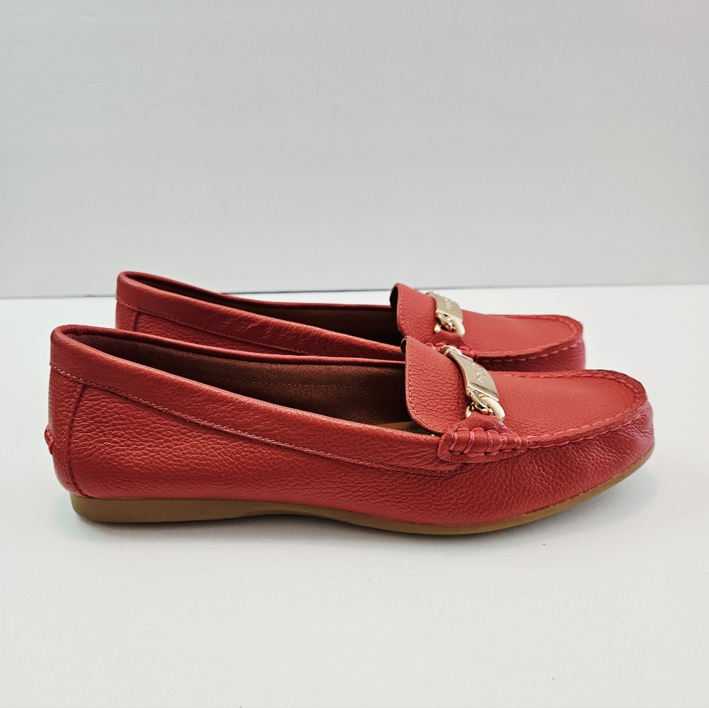 Coach Olive Loafer 8.5B Peach Pebble Grain Leather SlipOn Flat Shoes A7751 - Picture 6 of 11